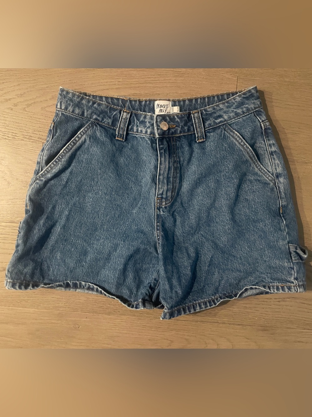 Princess Polly Medium Blue High-Rise Denim Shorts
